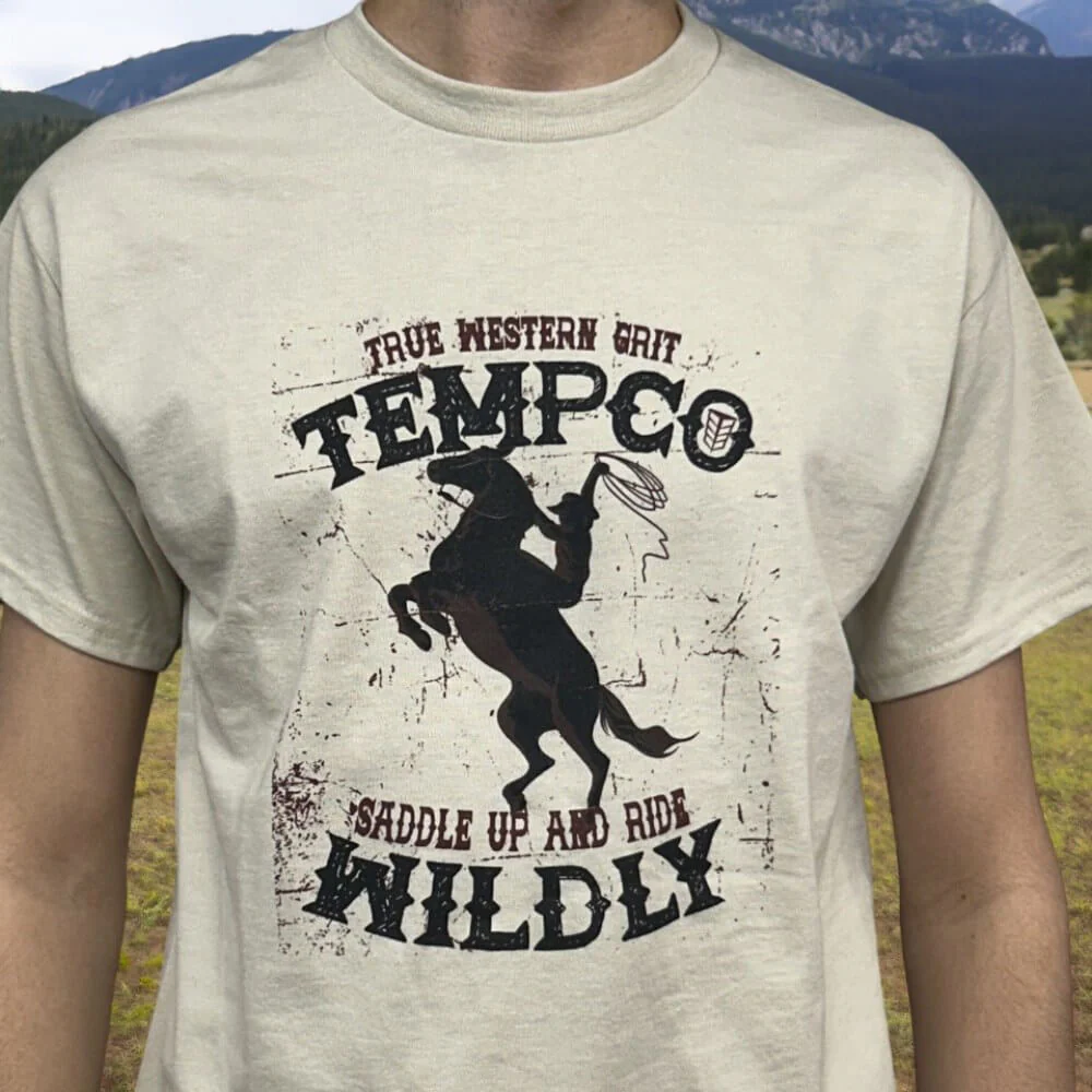 Tempco Mens Saddle Up Short Sleeve T-Shirt Sand - SADDLEUP - Image 2