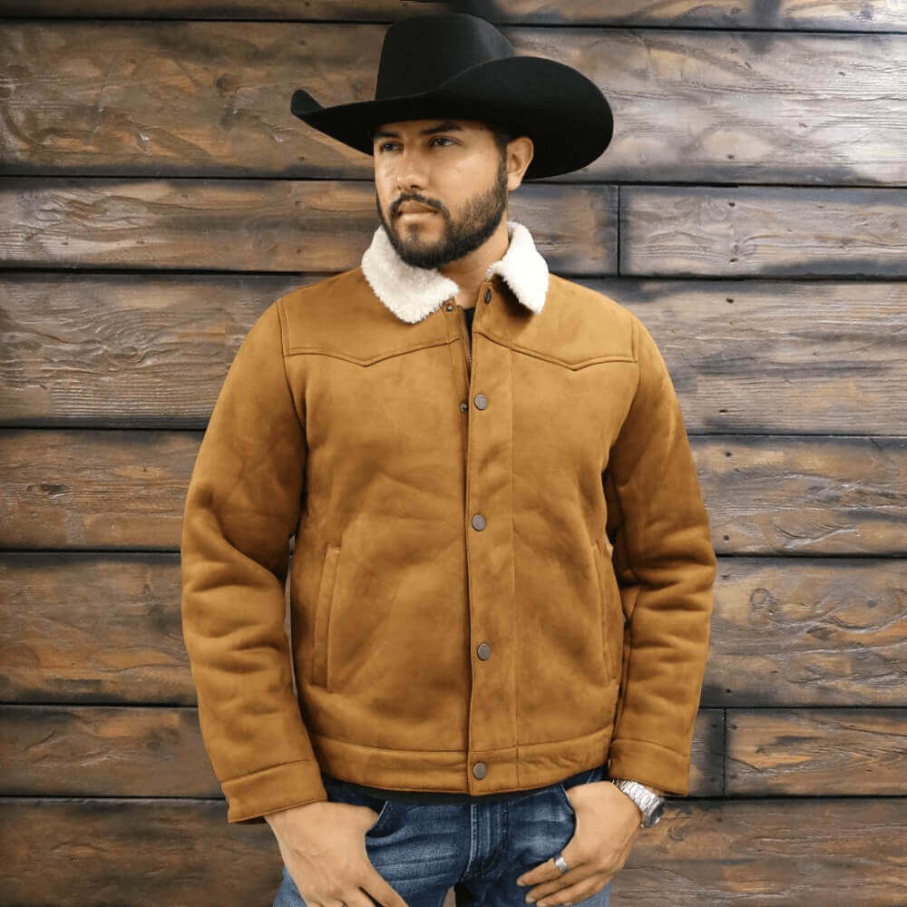 Tempco Mens Sherpa Suede Trucker Jacket - TM6001 - Image 2
