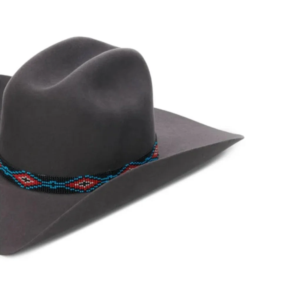 Twister Beaded Black Red Aztec Hatband - 0272701 - Image 2