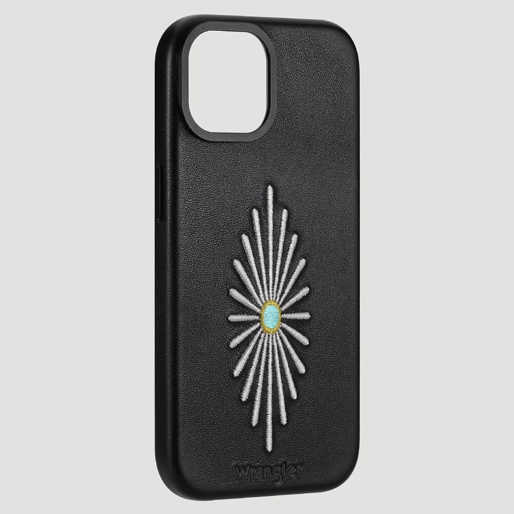Wrangler Apple iPhone 15 Leather Embroidery Case Black - LW/3001BK15 - Image 3