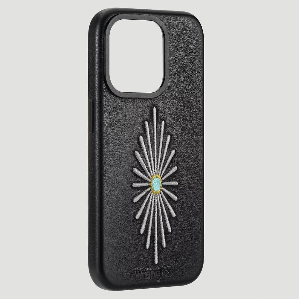 Wrangler Apple iPhone 15 Pro Leather Embroidery Case Black - LW/3001BK15PRO - Image 3
