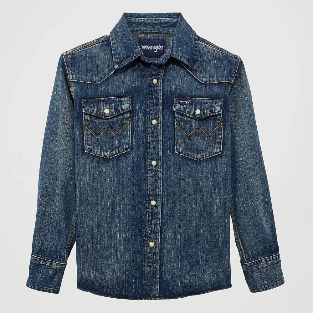 Wrangler Boys Cowboy Cut Long Sleeve Snap Shirt - 10BS1039W - Image 2