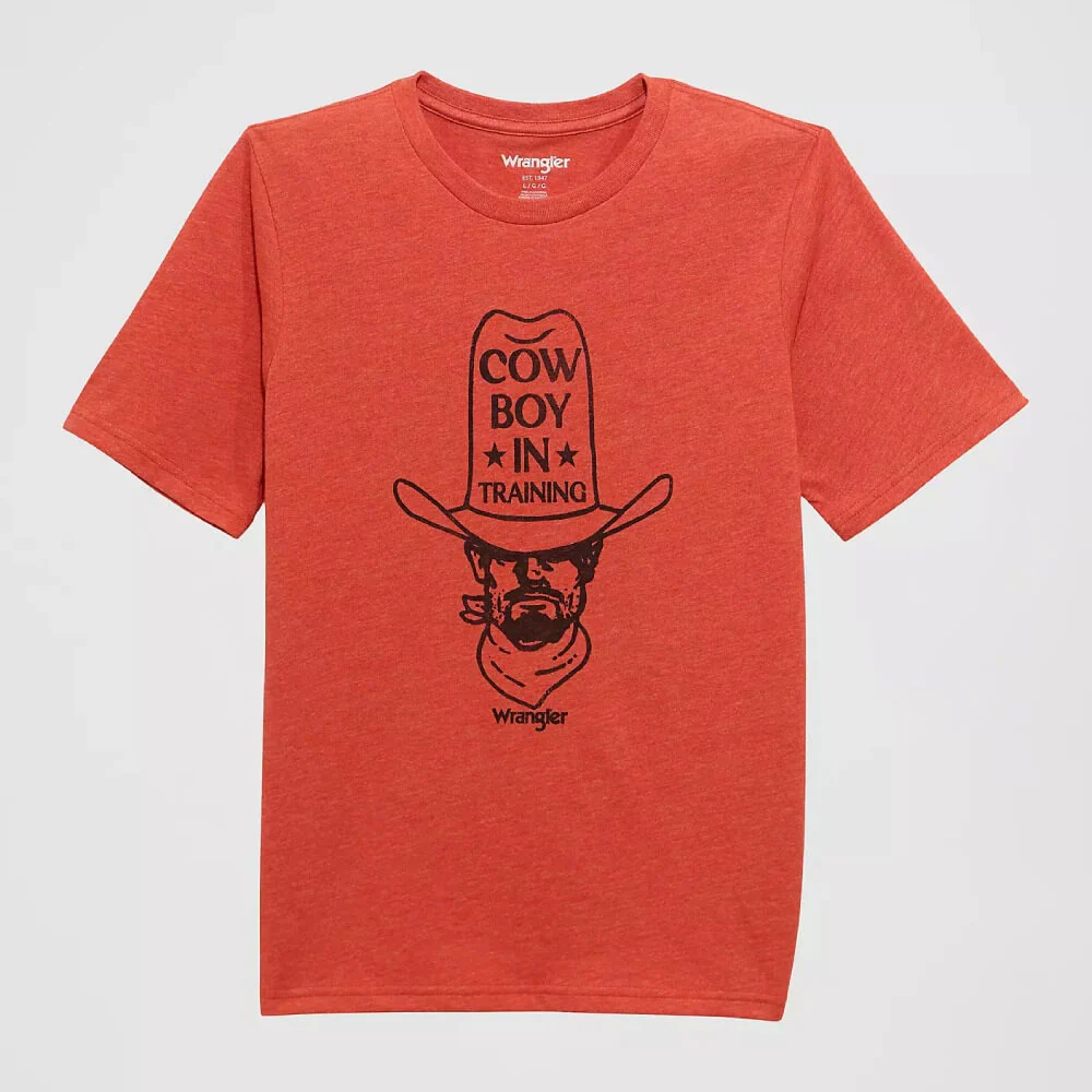 Wrangler Boys Logo Front Graphic T-Shirt Training Red - 112372975