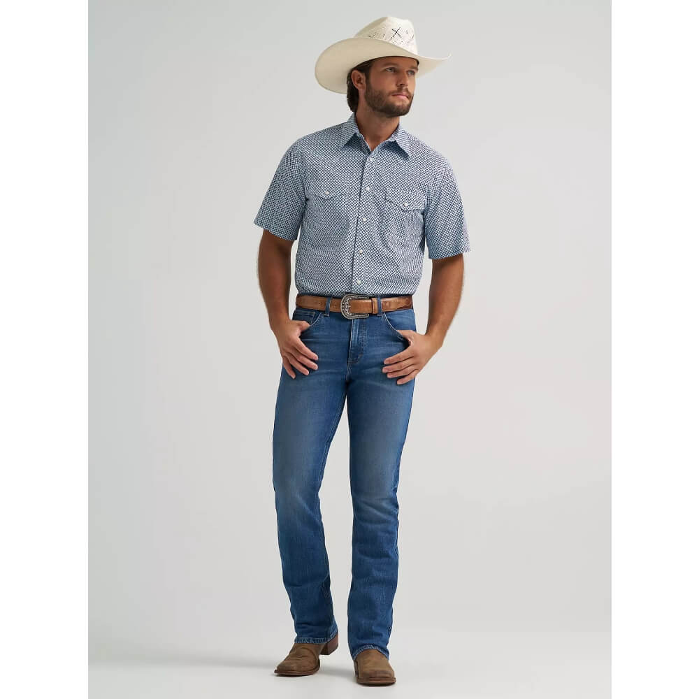 Wrangler Mens 20X® Competition Advanced Comfort Shirt Blue Roads - 112378713 - Image 3