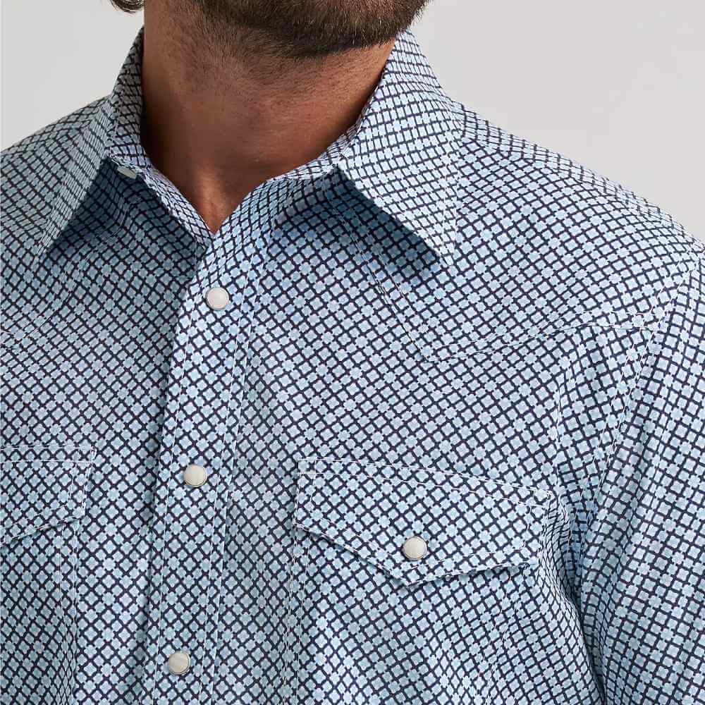 Wrangler Mens 20X® Competition Advanced Comfort Shirt Blue Roads - 112378713 - Image 4