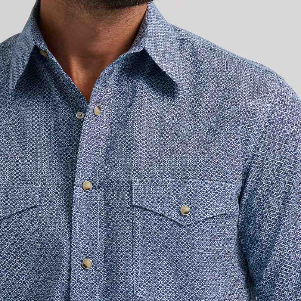 Wrangler Mens 20X® Competition Advanced Comfort Shirt Navy Geo - 112378712 - Image 4