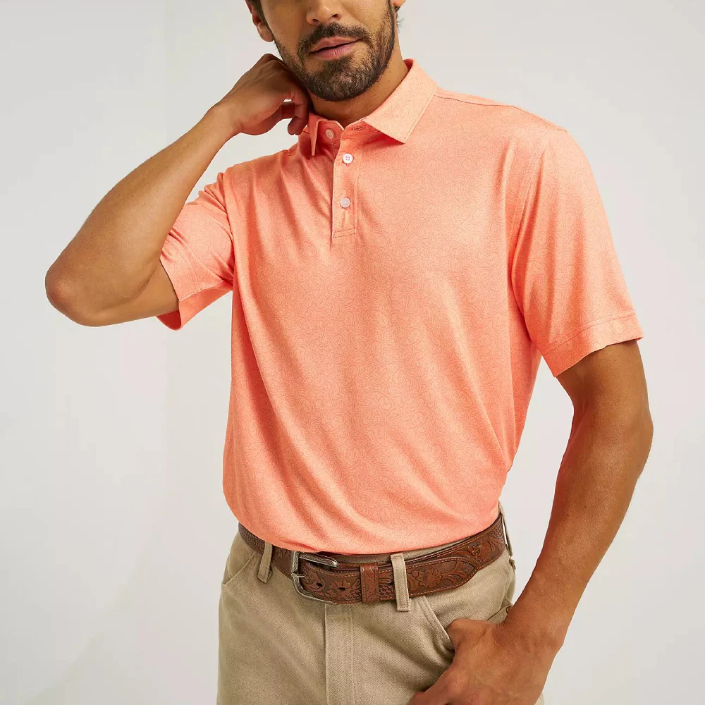 Wrangler Mens All Terrain Gear Performance Polo Shirt Peach Echo - 112375276 - Image 2
