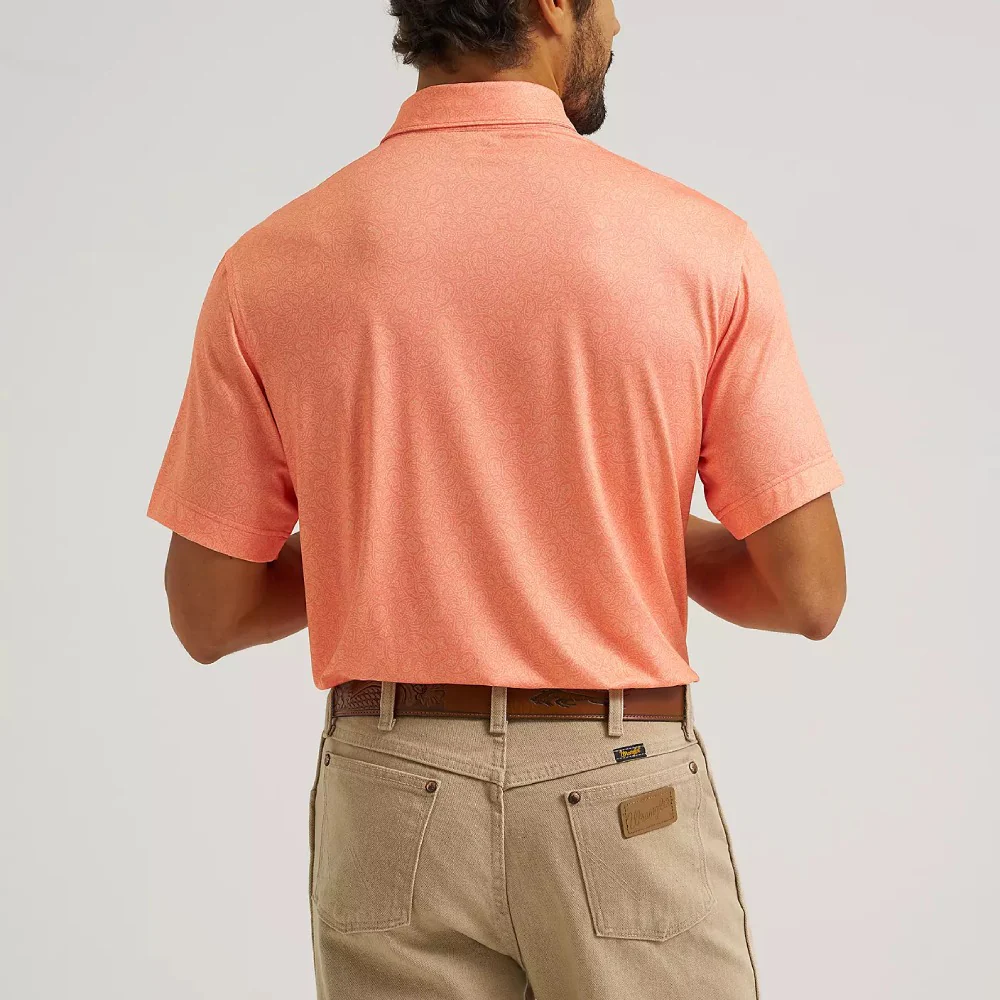 Wrangler Mens All Terrain Gear Performance Polo Shirt Peach Echo - 112375276 - Image 3