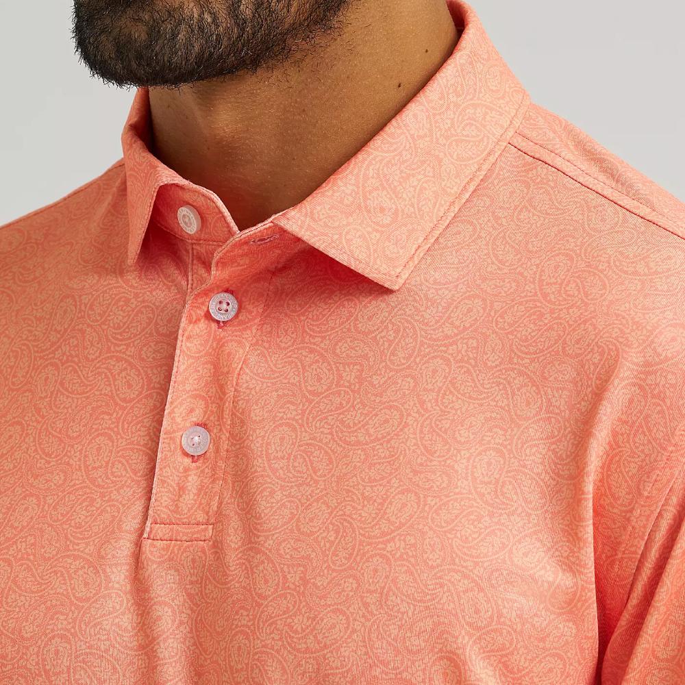 Wrangler Mens All Terrain Gear Performance Polo Shirt Peach Echo - 112375276 - Image 4