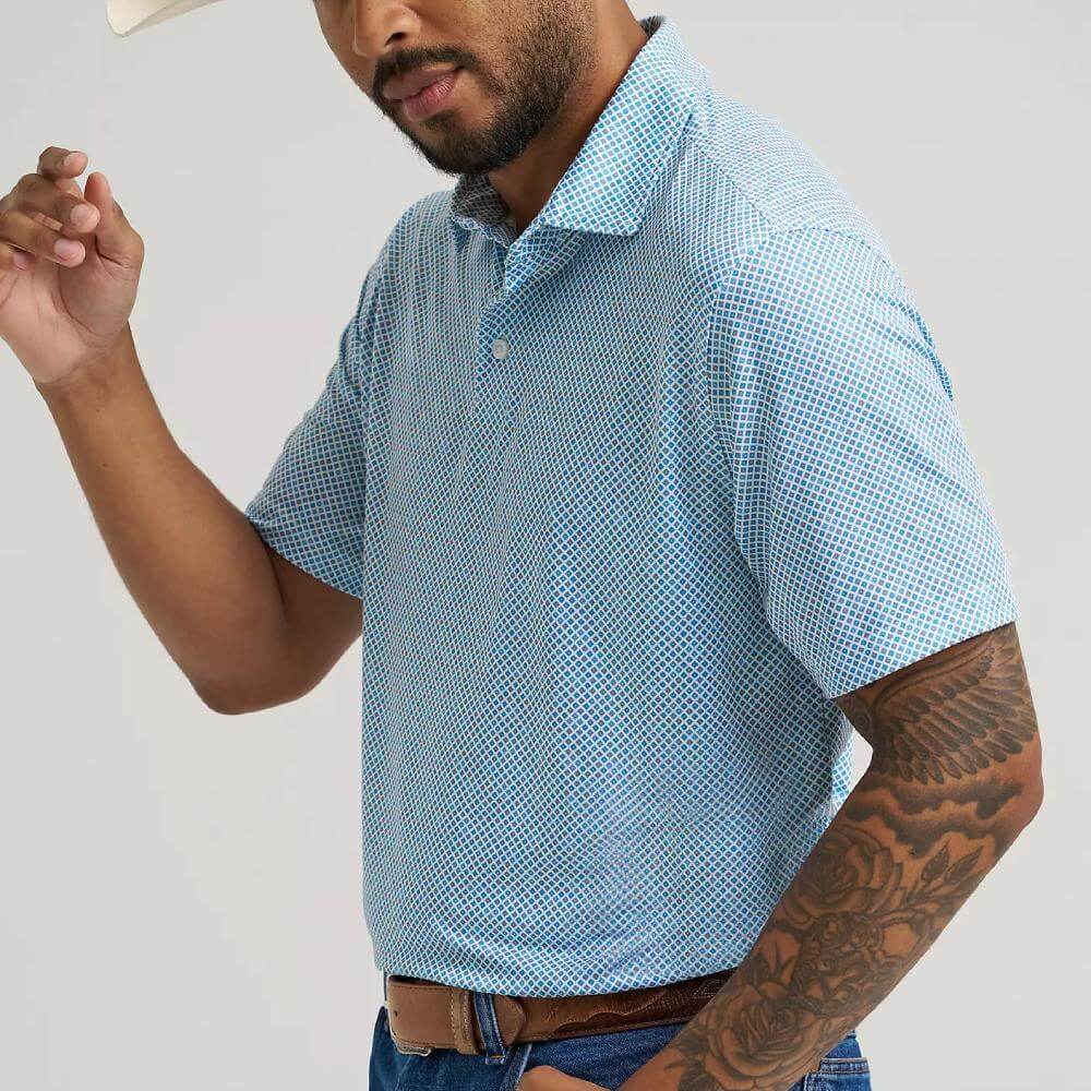 Wrangler Mens All Terrain Gear Performance Polo Shirt Vallarta Blue - 112375277 - Image 2