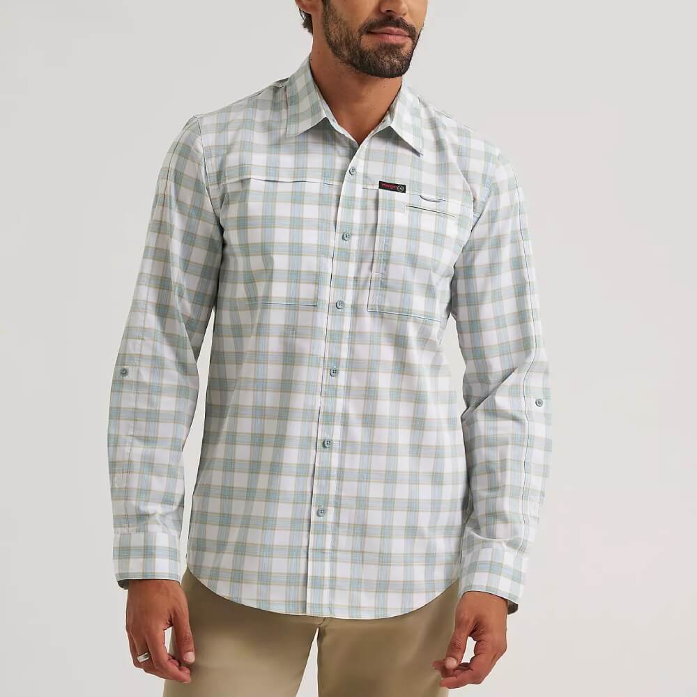 Wrangler Mens All Terrain Gear Shirt White Check - 112375101
