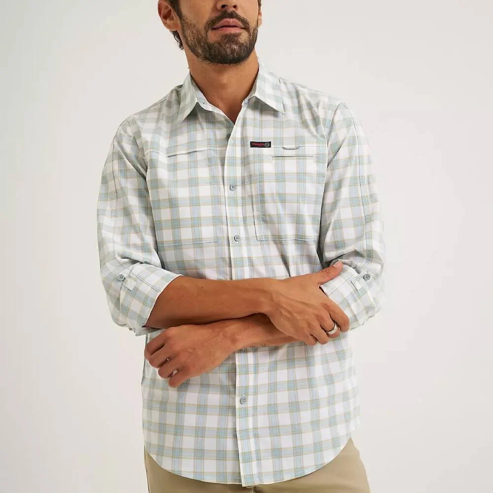 Wrangler Mens All Terrain Gear Shirt White Check - 112375101 - Image 2