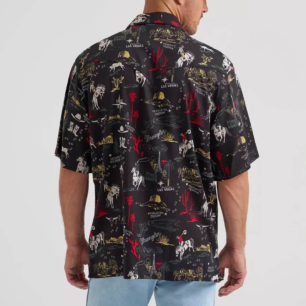 Wrangler Mens Coconut Cowboy Camp Snap Shirt Black Stallion - 112374840 - Image 3