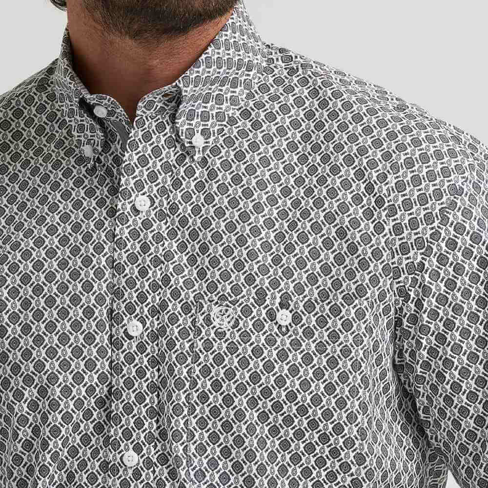 Wrangler Mens George Strait™ One Pocket Shirt Grey Medallions - 112379058 - Image 4
