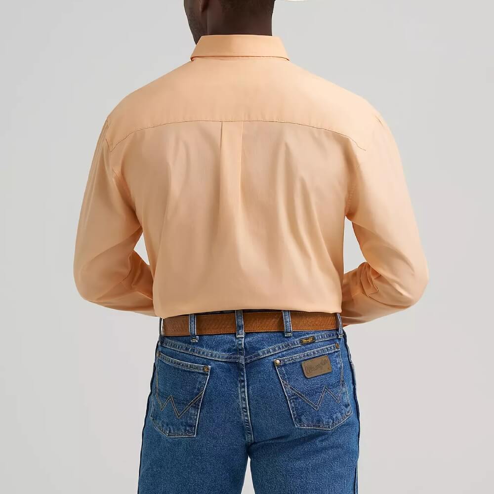 Wrangler Mens George Strait Solid One Pocket Shirt Peachy - 112374608 - Image 2