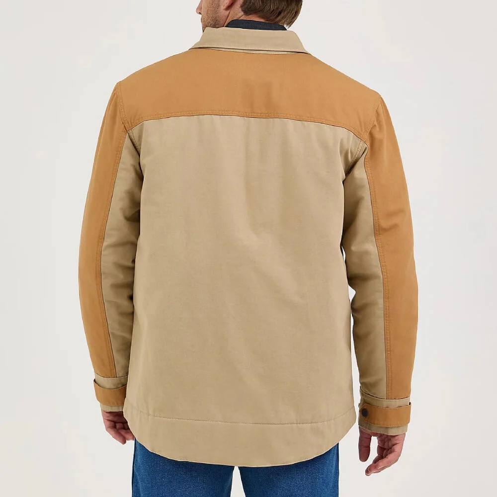 Wrangler Mens Mixed Canvas Chore Jacket Coat Chipmunk (beige) - 112367621 - Image 2