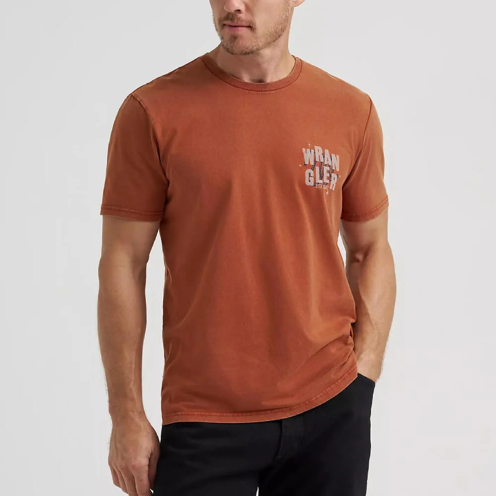 Wrangler Mens Ready For The Ride T-Shirt Brandy Brown - 112372849