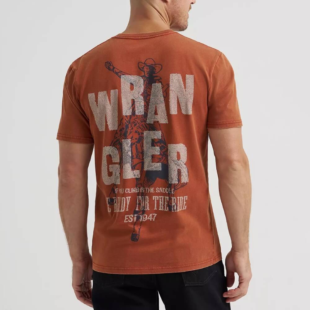 Wrangler Mens Ready For The Ride T-Shirt Brandy Brown - 112372849 - Image 2
