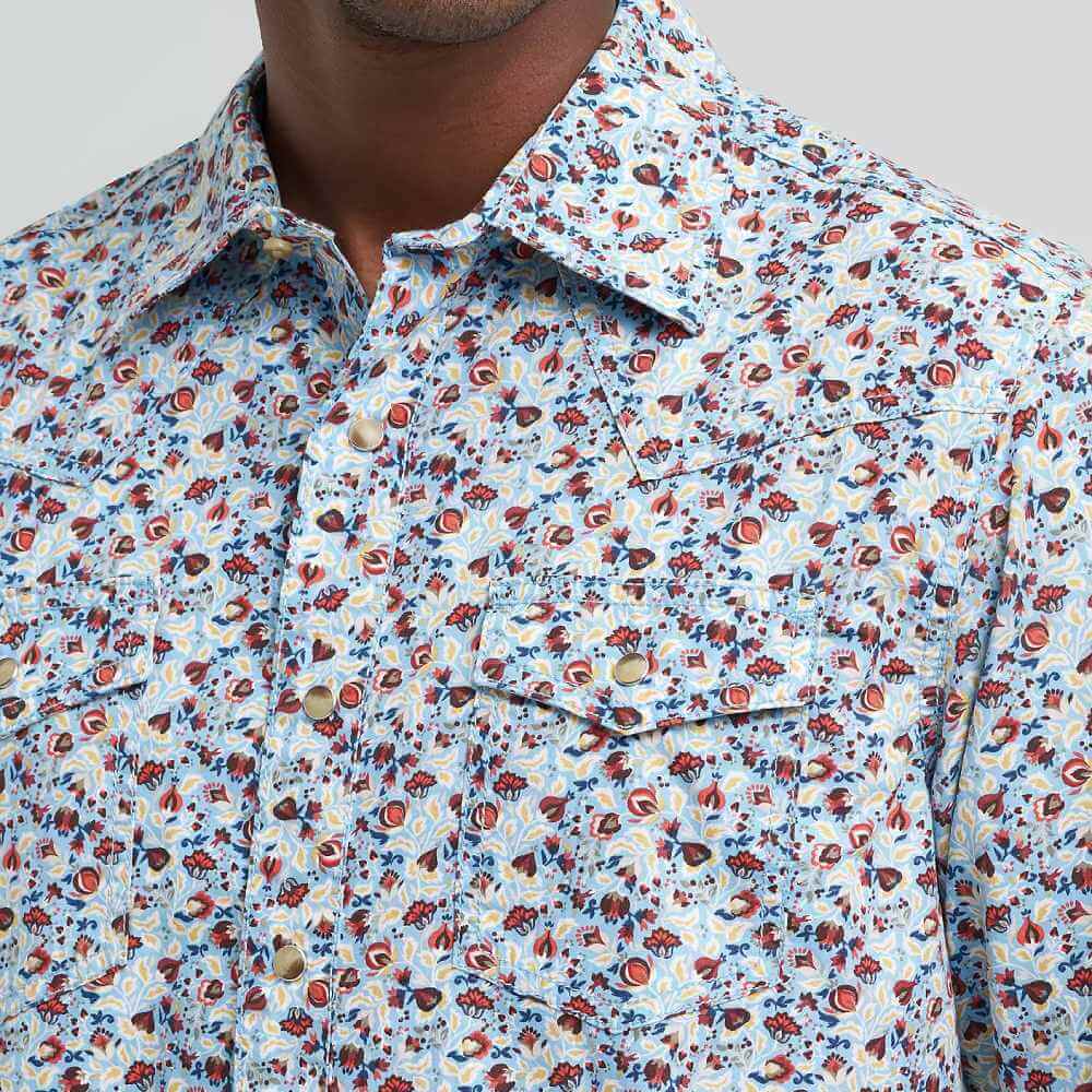 Wrangler Mens Retro Premium Western Snap Shirt Floral Fig - 112374953 - Image 3