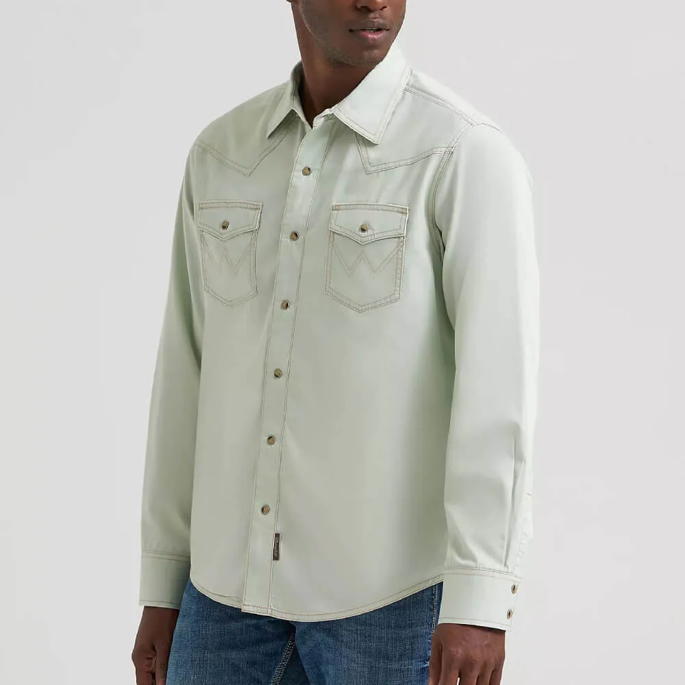 Wrangler Mens Retro® Premium Western Snap Solid Shirt Mint - 112378802 - Image 2