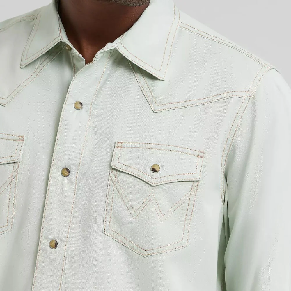 Wrangler Mens Retro® Premium Western Snap Solid Shirt Mint - 112378802 - Image 4