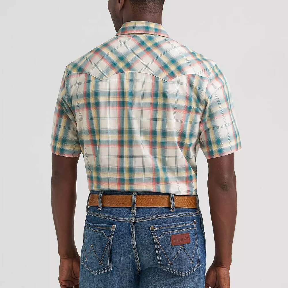 Wrangler Mens Retro® Sawtooth Pocket Western Snap Shirt Grass - 112374757 - Image 2