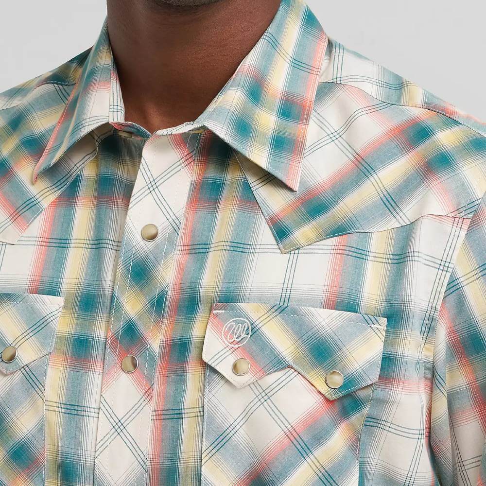 Wrangler Mens Retro® Sawtooth Pocket Western Snap Shirt Grass - 112374757 - Image 3