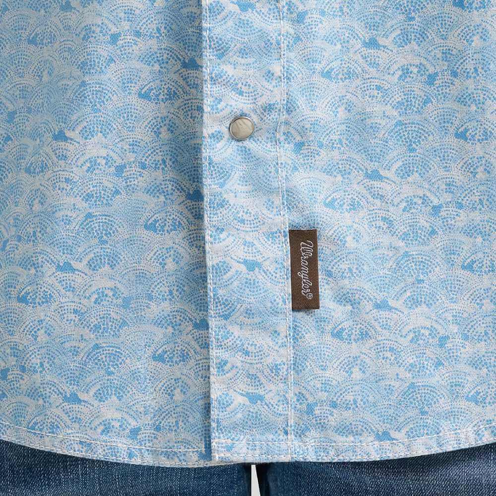 Wrangler Mens Retro Western Printed Pearl Snap Shirt Toile Waves - 112374976 - Image 4