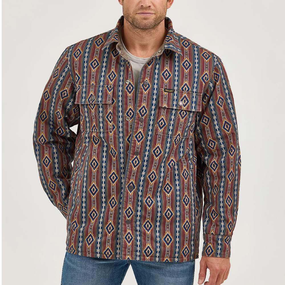 Wrangler Mens Reversible Quilted Shirt Jacket Chocolate Chip - 112368205 - Image 2