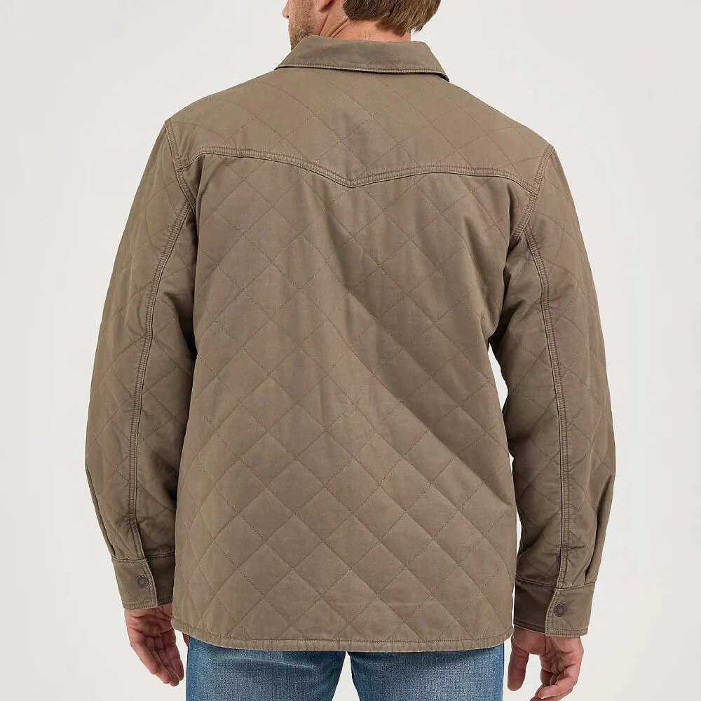 Wrangler Mens Reversible Quilted Shirt Jacket Chocolate Chip - 112368205 - Image 3