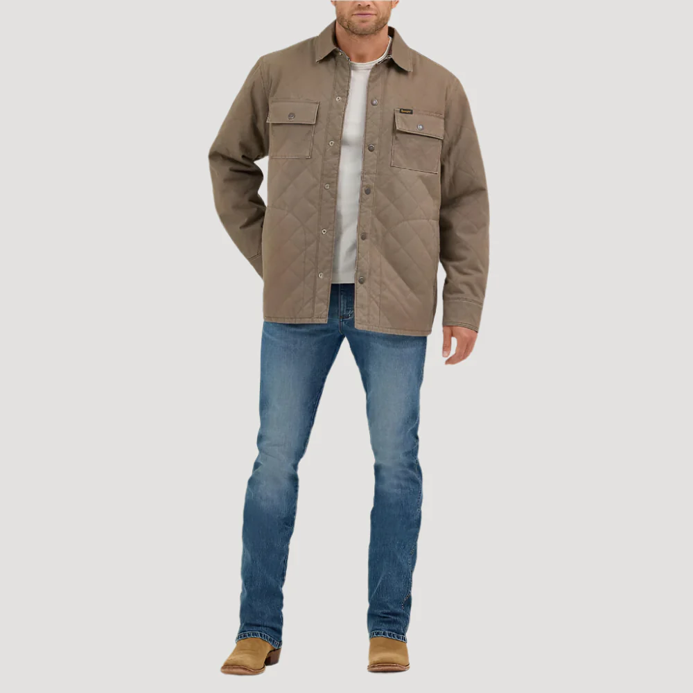 Wrangler Mens Reversible Quilted Shirt Jacket Chocolate Chip - 112368205 - Image 4