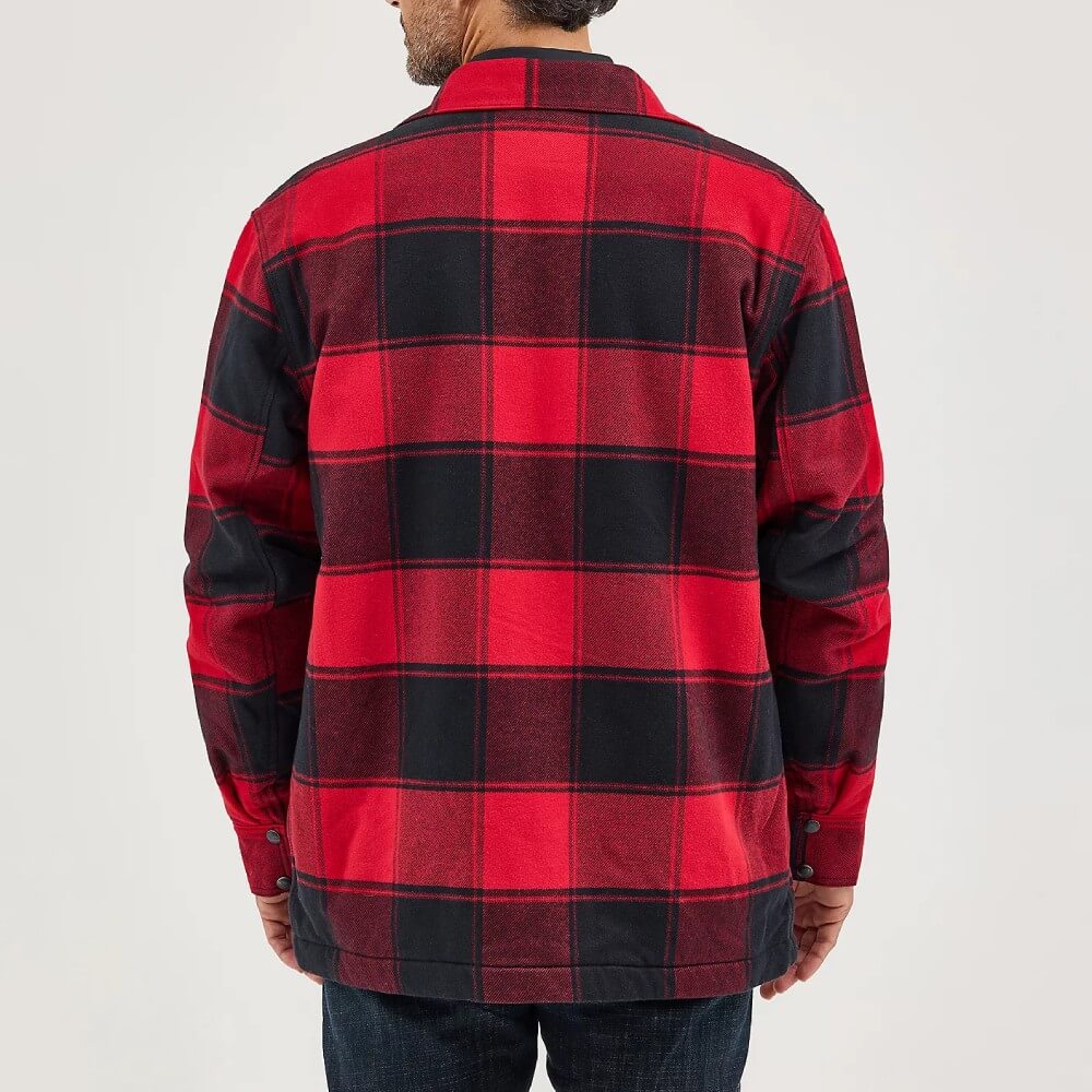 Wrangler Mens Flannel Snap Shirt Jacket Red Buffalo - 112368215 - Image 3