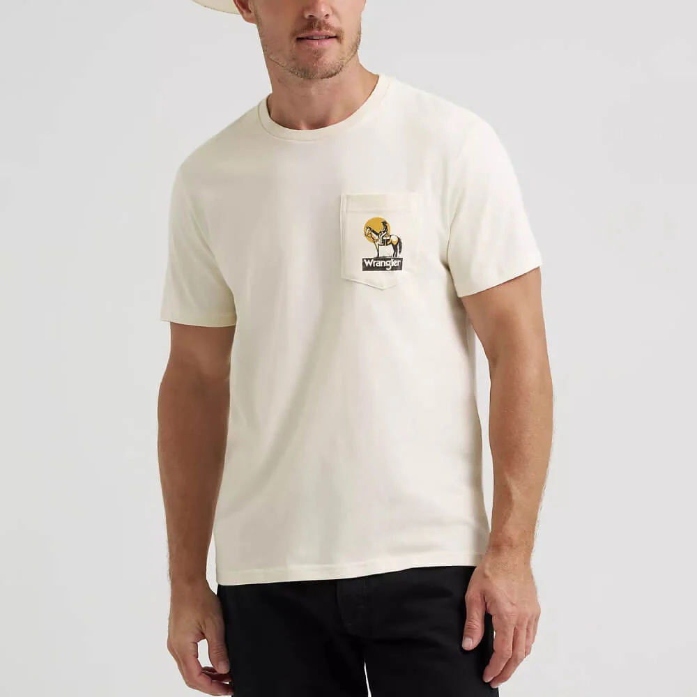 Wrangler Mens Silent Rider T-Shirt Antique White - 112372856