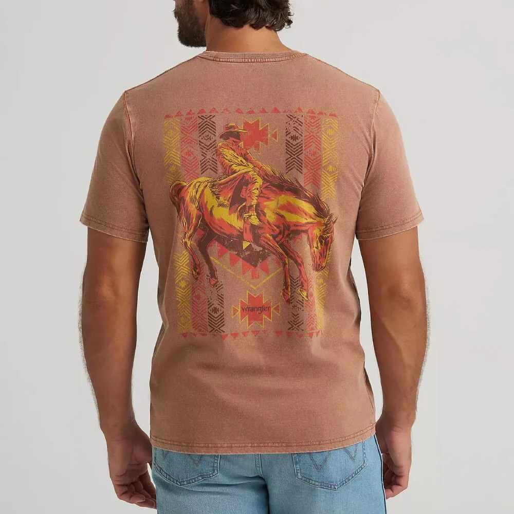Wrangler Mens Southwestern Bronco T-Shirt Rawhide - 112372850 - Image 2
