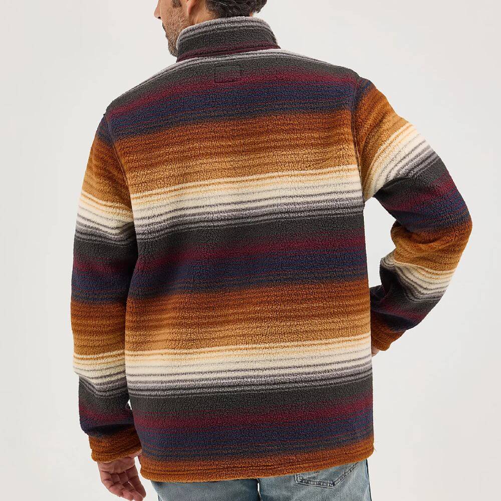Wrangler Mens Striped Quarter-Zip Pullover Sunset Stripe (brown) - 112368190 - Image 2