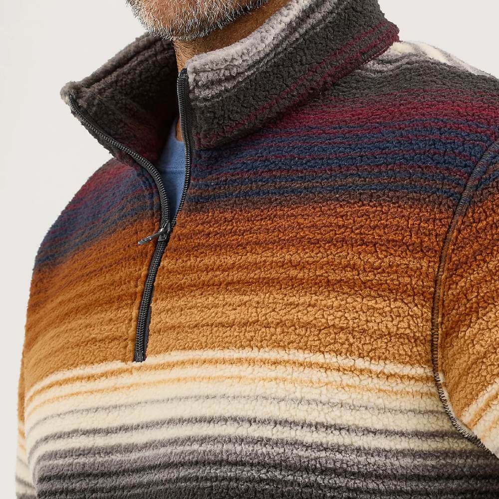 Wrangler Mens Striped Quarter-Zip Pullover Sunset Stripe (brown) - 112368190 - Image 3