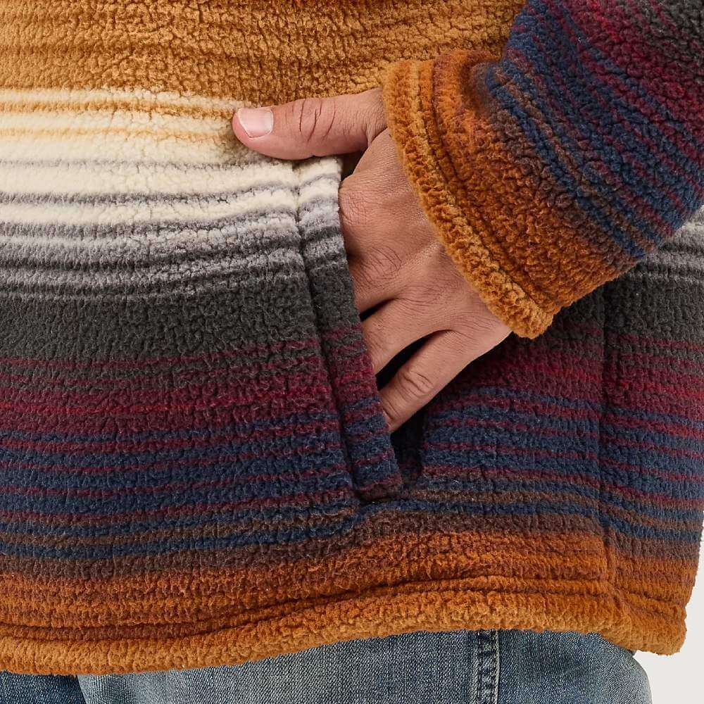 Wrangler Mens Striped Quarter-Zip Pullover Sunset Stripe (brown) - 112368190 - Image 4