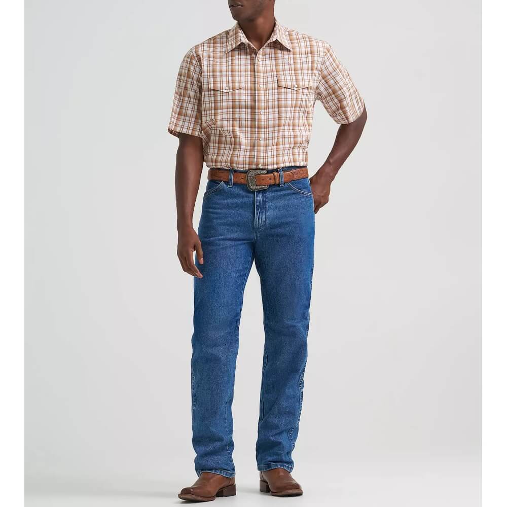 Wrangler Mens Wrinkle Resist Western Plaid Pearl Snap Shirt Hay Brown - 112374892 - Image 3