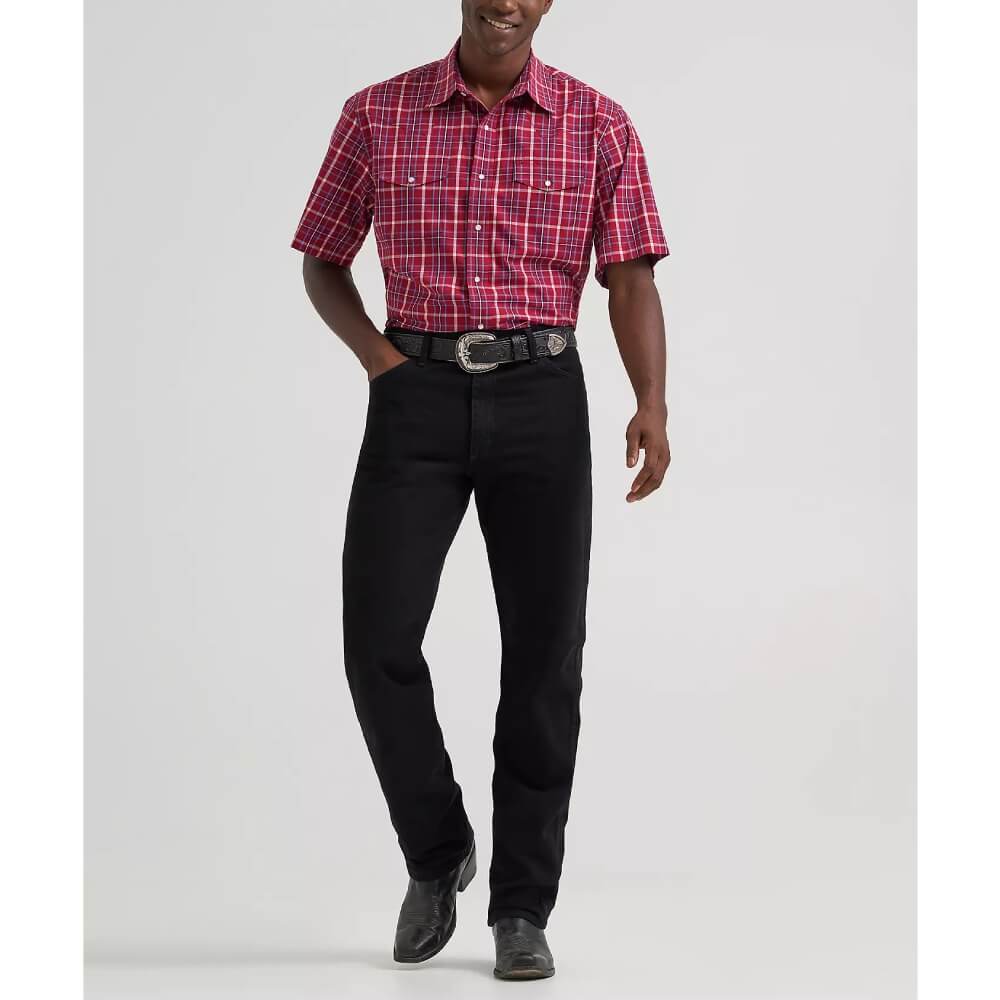 Wrangler Mens Wrinkle Resist Western Pearl Snap Shirt Deep Cherry - 112374878 - Image 3