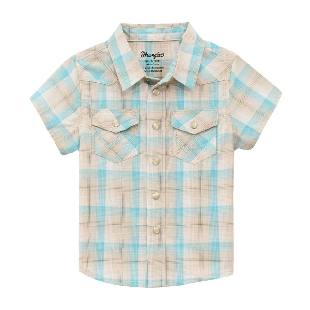 Wrangler Toddler Boys Short Sleeve Shirt Tan/Turquoise - 112378882
