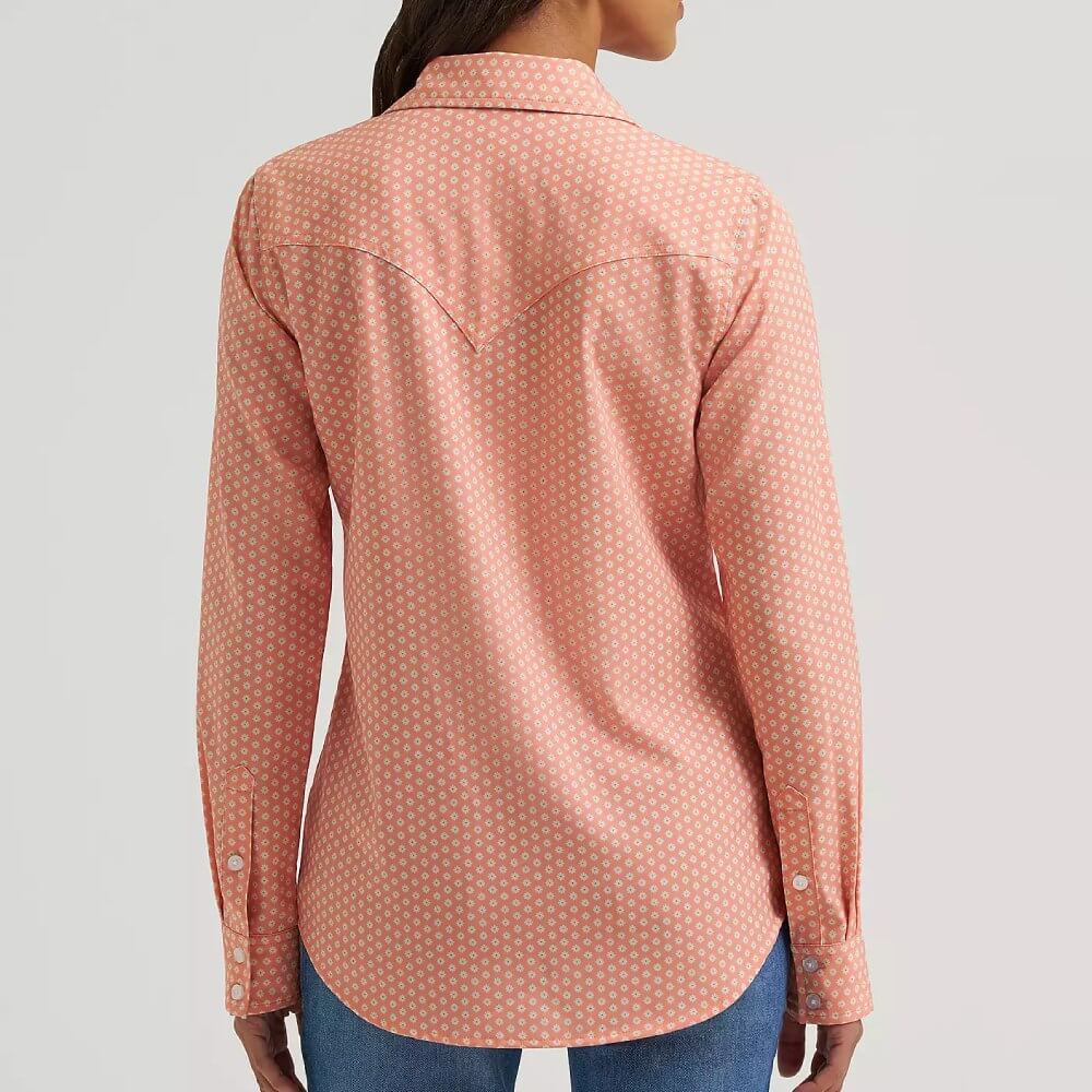Wrangler Womens Aria Performance Shirt Orange - 112379522 - Image 2