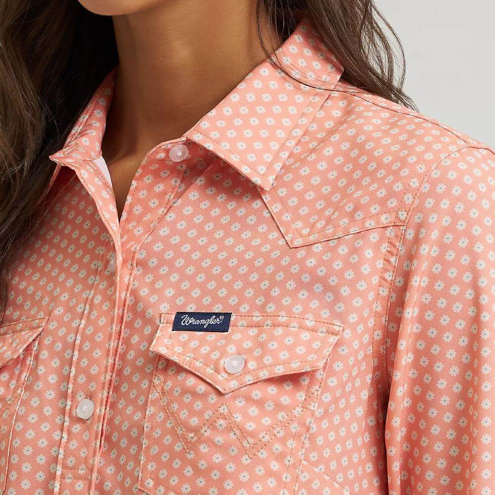 Wrangler Womens Aria Performance Shirt Orange - 112379522 - Image 3