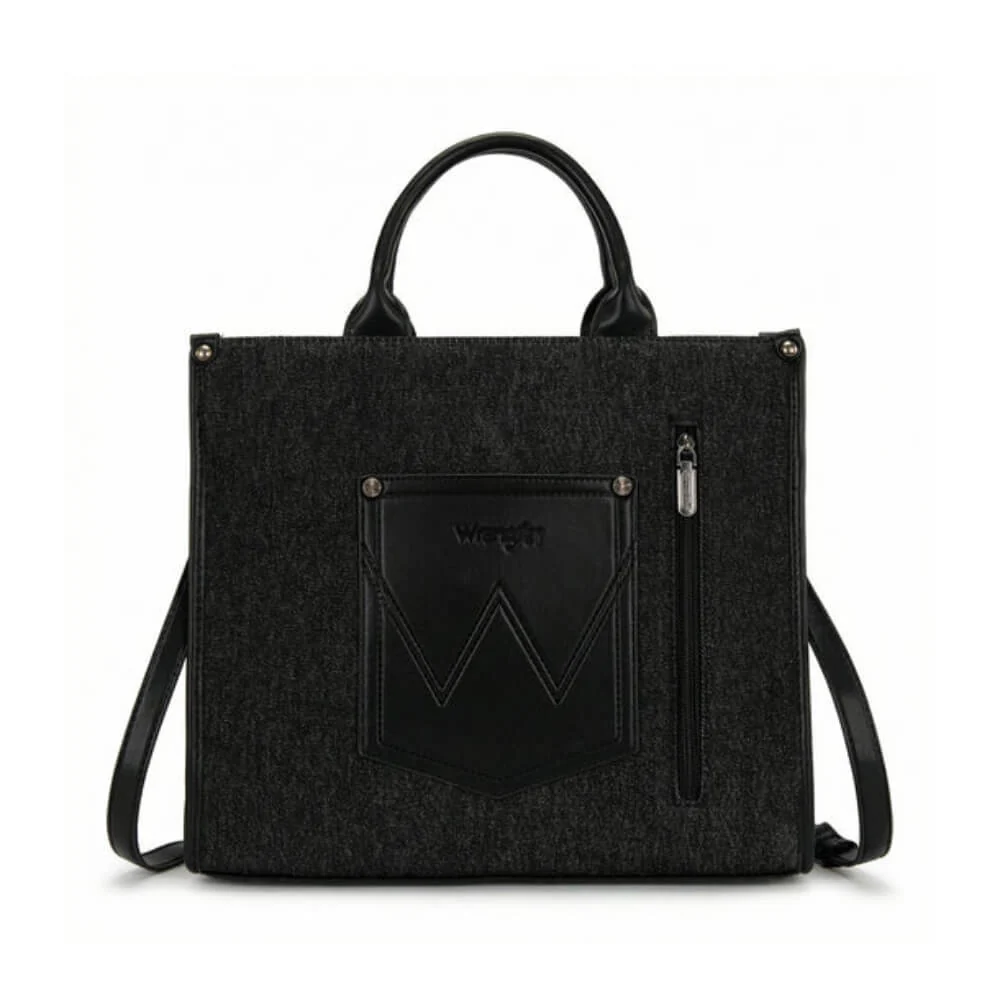 Wrangler Womens Aztec Studded Denim Tote/Crossbody Bag Black - WG435-8119BK - Image 6