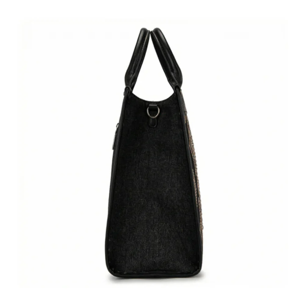 Wrangler Womens Aztec Studded Denim Tote/Crossbody Bag Black - WG435-8119BK - Image 7