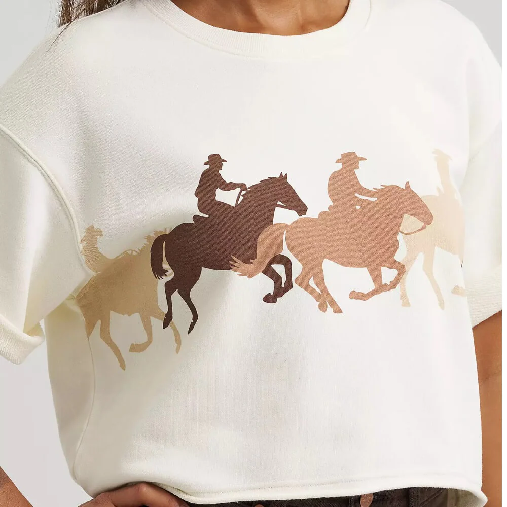 Wrangler Womens Crew Sweatshirt T-Shirt Cream - 112379514 - Image 3