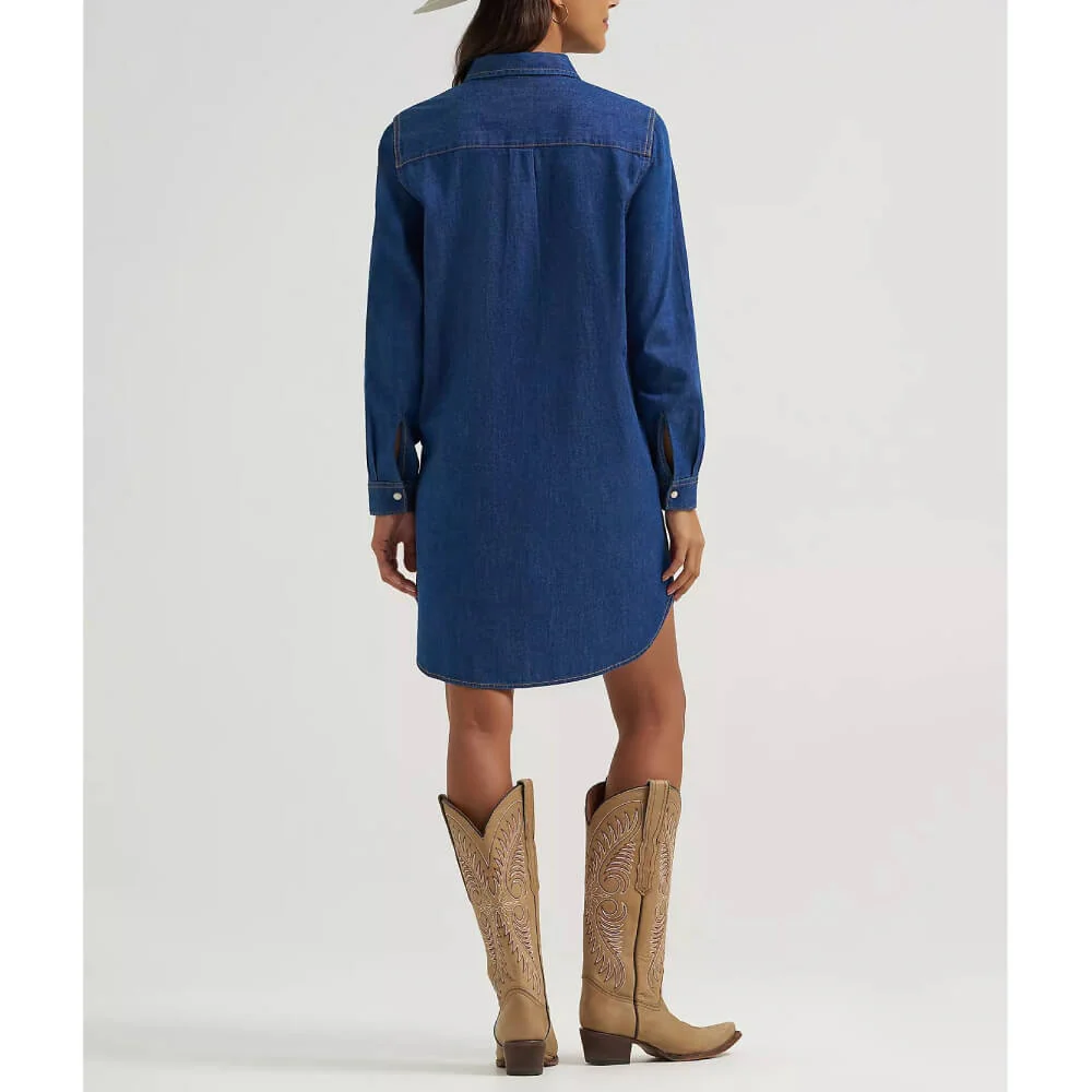 Wrangler Womens Relaxed Western Shirt Denim Dress - 112373761 - Image 5