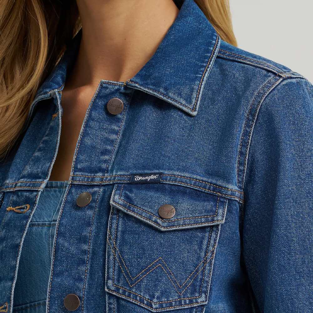 Wrangler Womens Western Unlined Denim Jacket Dark Denim - 112373766 - Image 3