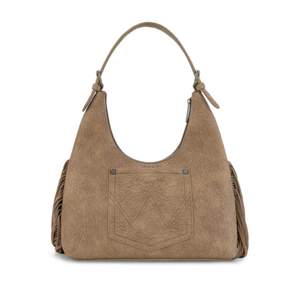 Wrangler Womens Fringe Floral Tooled Hobo Bag Khaki - WG265-3027KH - Image 6