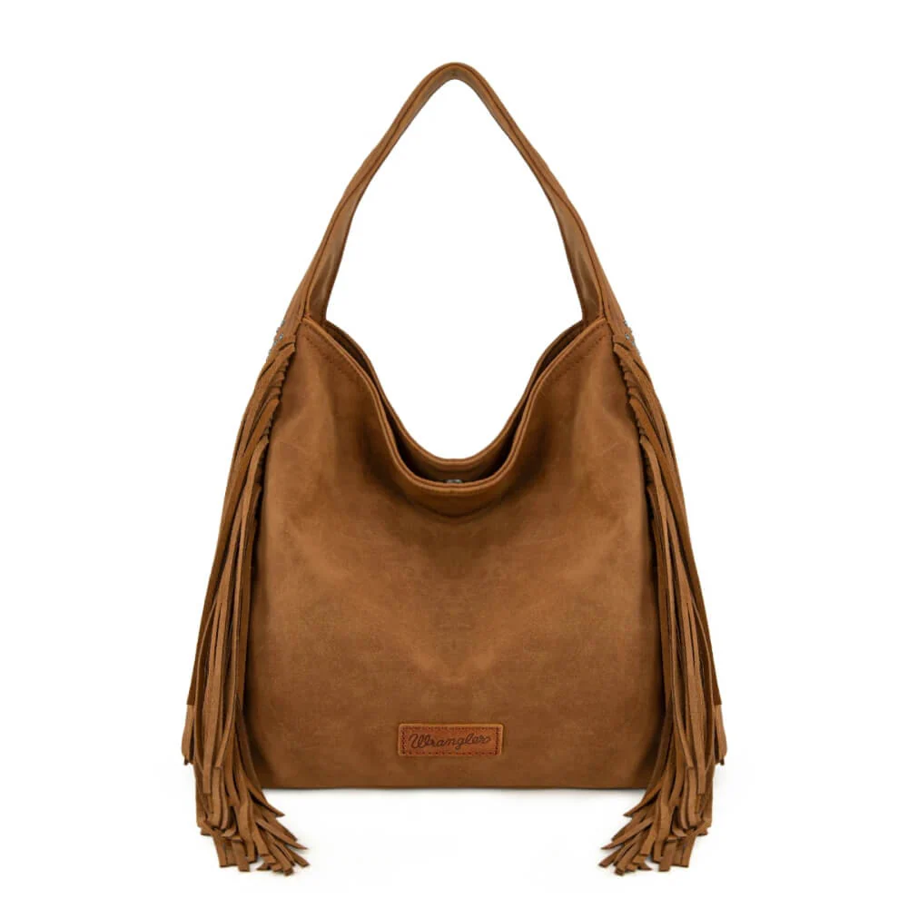 Wrangler Womens Fringe Studded Hobo Bag Brown - WG244-9182BR - Image 11