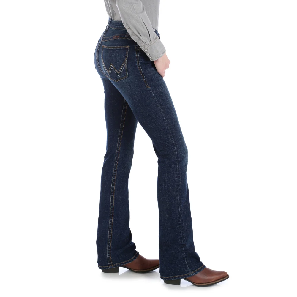 Wrangler Womens Willow Mid-Rise Bootcut Riding Jeans Blue Dark - WRW60LE - Image 2